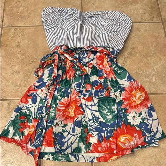 Abercrombie & Fitch Blue Red Strapless Sundress - Picture 1 of 4